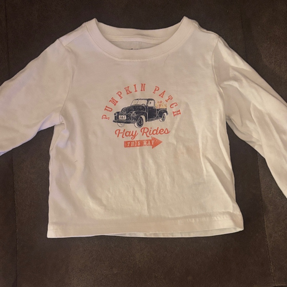 Janie and Jack White Long Sleeve with Pumpkin Patch Design